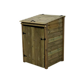 Wheelie bin store - Premium Tongue And Groove (Single, With Recycling Shelf, Light Green (Natural)