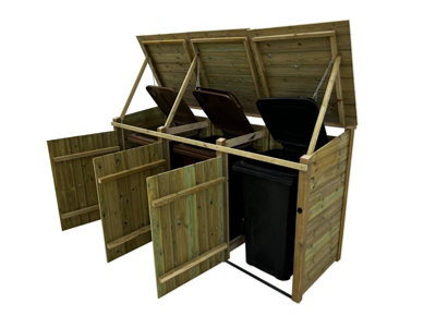 Wheelie bin store - Premium Tongue And Groove (Triple, Light Green (Natural)