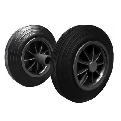 Wheelie Bin Wheel Replacement Wheels 200mm Nose Wheel Set - Black