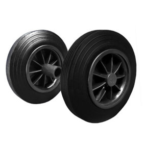 Wheelie Bin Wheel Replacement Wheels 200mm Nose Wheel Set - Black