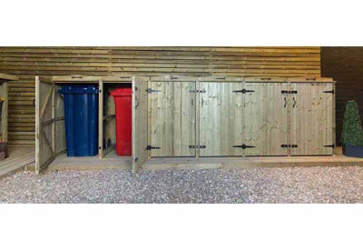 Wheelie Sextet Bin Store - L80.4 x W423.2 x H120 cm - Timber - Fits 4 x 240L & 2 x 180L Wheelie Bins