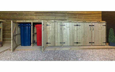 Wheelie Sextet Bin Store - L80.4 x W423.2 x H120 cm - Timber - Fits 6 x 180L Wheelie Bins