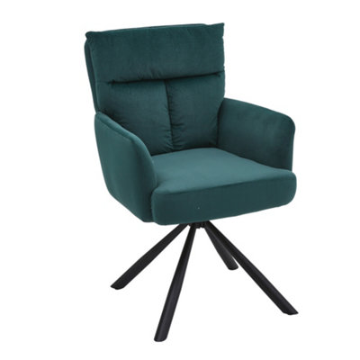 Wheelless Upholstered Chair Swivel 180 Degree Armchair Computer Chair in Bedroom Reception Room 94cm(H) Green
