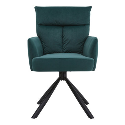 Wheelless Upholstered Chair Swivel 180 Degree Armchair Computer Chair in Bedroom Reception Room 94cm(H) Green