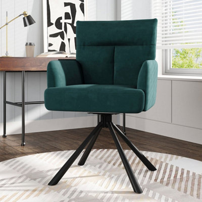 Wheelless Upholstered Chair Swivel 180 Degree Armchair Green