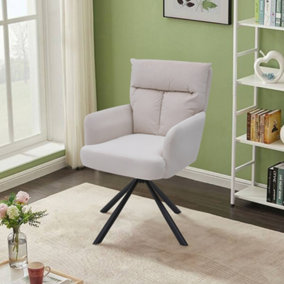 Wheelless Upholstered Swivel Armhair Computer Chair for Bedroom Living Room 94cm (H) Beige