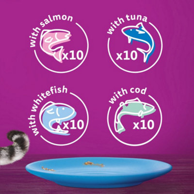 Whiskas 1+ Cat Food Pouches Fish Favourites In Jelly 40 x 85g