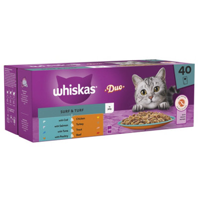 Whiskas 1+ Cat Pouches Duo Surf & Turf In Jelly Cat Food 80 x 85g