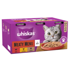 Whiskas 1+ Cat Tins Meaty Menu In Jelly Cat Food 6x400g Pack of 4
