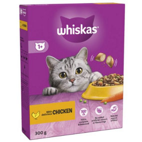 WHISKAS 1+ Chicken Adult Dry Cat Food 300g (Pack of 6)