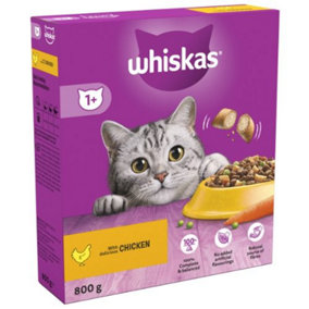 WHISKAS 1+ Chicken Adult Dry Cat Food 800g (Pack of 5)