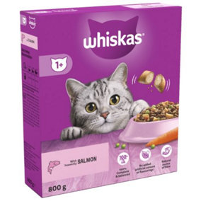 WHISKAS 1+ Salmon Adult Dry Cat Food 800g (Pack of 5)
