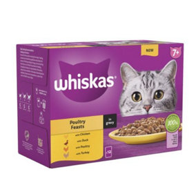 Whiskas 7+ Cat Pouches Poultry Feasts In Gravy 48 x 85g