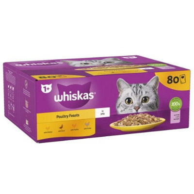 Whiskas 7+ Cat Pouches Poultry Feasts In Jelly 80 x 85g Price Comparisons | Compare The Build