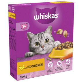 WHISKAS 7+ Chicken Adult Dry Cat Food 800g (Pack of 5)