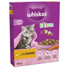 WHISKAS Kitten Chicken Dry Cat Food 300g (Pack of 6)