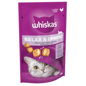 WHISKAS Relax & Unwind Adult Cat Treats with Chicken 45g (Pack of 8)