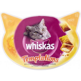 WHISKAS Temptations Adult Cat Treats with Chicken & Cheese 60g (Pack of 8)