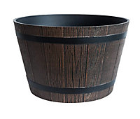 Whiskey Barrel Brunt Wood Planter Pot - Walnut