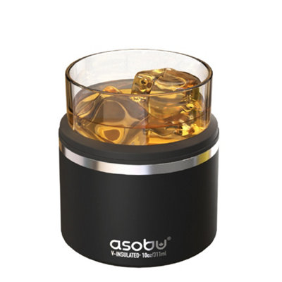 Whiskey Glass with Insulated Stainless Steel Sleeve 311ml Black