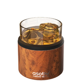 Whiskey Glass with Insulated Stainless Steel Sleeve 311ml Wood