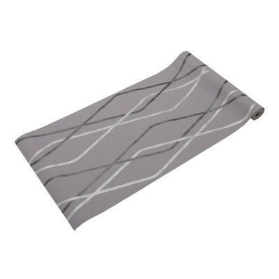 Whispering Grey 3D Stripe Non-Woven Wallpaper Unraveled Elegance 950cm