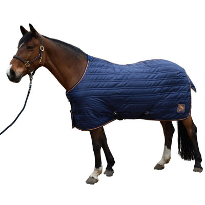 Whitaker Pippa Standard-Neck 100g Horse Stable Rug Navy/Orange (5 9")