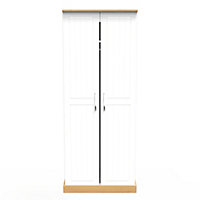 Whitby 2 Door Wardrobe with Shelf & Hanging Rail in White Ash & Oak (Ready Assembled)