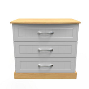Whitby 3 Drawer Chest in Grey Ash & Oak (Ready Assembled)