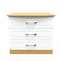 Whitby 3 Drawer Chest in White Ash & Oak (Ready Assembled)