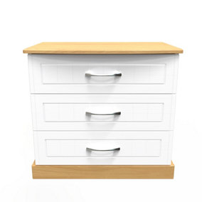 Whitby 3 Drawer Chest in White Ash & Oak (Ready Assembled)