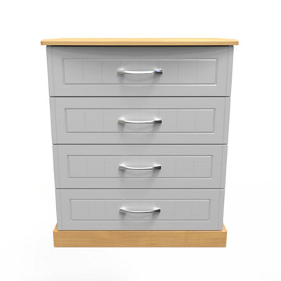 Whitby 4 Drawer Chest in Grey Ash & Oak (Ready Assembled)