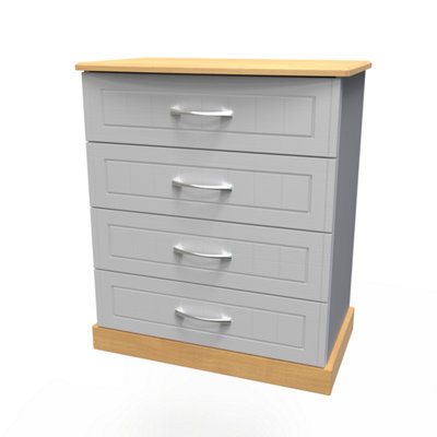 Whitby 4 Drawer Chest in Grey Ash & Oak (Ready Assembled)