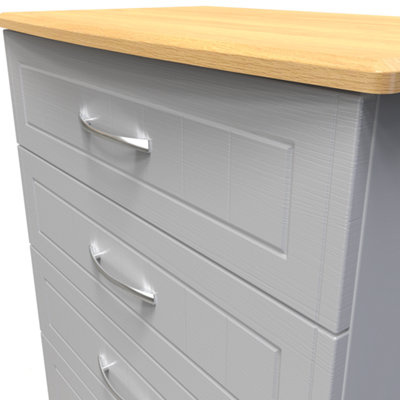 Whitby 4 Drawer Chest in Grey Ash & Oak (Ready Assembled)