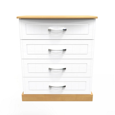 Whitby 4 Drawer Chest in White Ash & Oak (Ready Assembled)