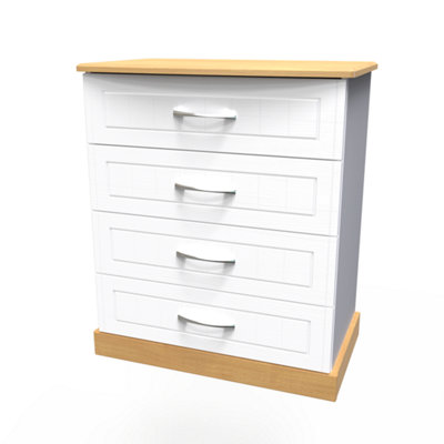 Whitby 4 Drawer Chest in White Ash & Oak (Ready Assembled)