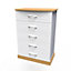 Whitby 5 Drawer Chest in White Ash & Oak (Ready Assembled)