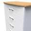Whitby 5 Drawer Chest in White Ash & Oak (Ready Assembled)