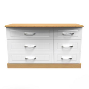 Whitby 6 Drawer Dresser Unit in White Ash & Oak (Ready Assembled)