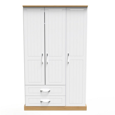 Whitby Triple Wardrobe in White Ash & Oak (Ready Assembled)