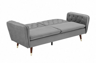 Whitby Velvet Fabric Sofa Bed 3 Seater Padded Suite Click Clack Luxury Recliner Sofabed, Dark Grey