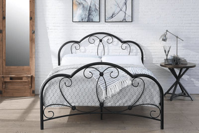 Black metal store bed frame king