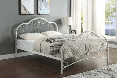 White metal king online size bed frame