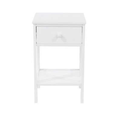 White 1 drawer petite shaker design bedside cabinet