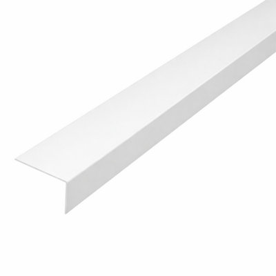 White 1 Metre UPVC Plastic Rigid Angle 50 x 25mm Corner Cover Trim 90 ...
