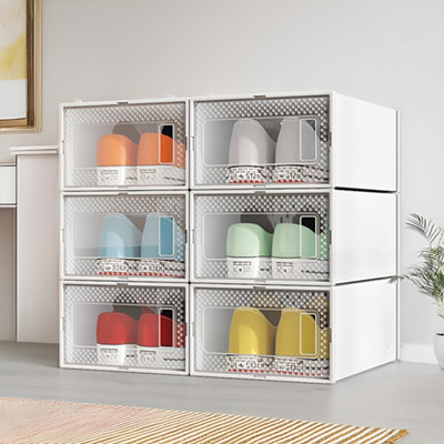 White 12 Pcs Waterproof Plastic Shoe Storage Boxes