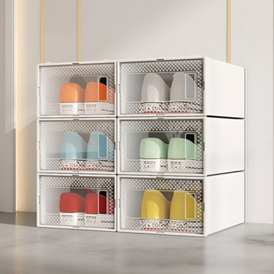 White 12 Pcs Waterproof Plastic Shoe Storage Boxes