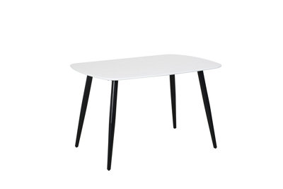 White 1200mm Rectangular Aspen dining table with black tapered legs