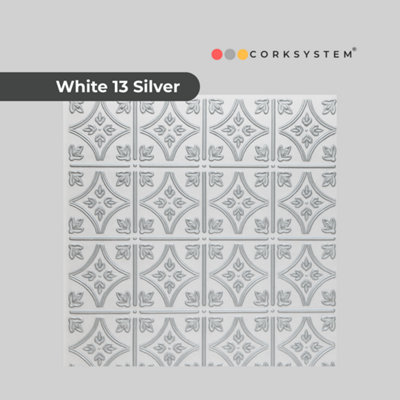 White 13 Silver: Decorative Ceiling and Wall Panels 2m2 (21.52 sqft ...