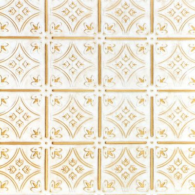 White 13 (White and Gold): Decorative Ceiling and Wall Panels 2m2 (21.52 sqft) - 8 Panels